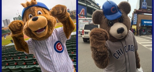 Left: Clark, the official mascot. Right: Billy Cub, the defendant's unofficial mascot.